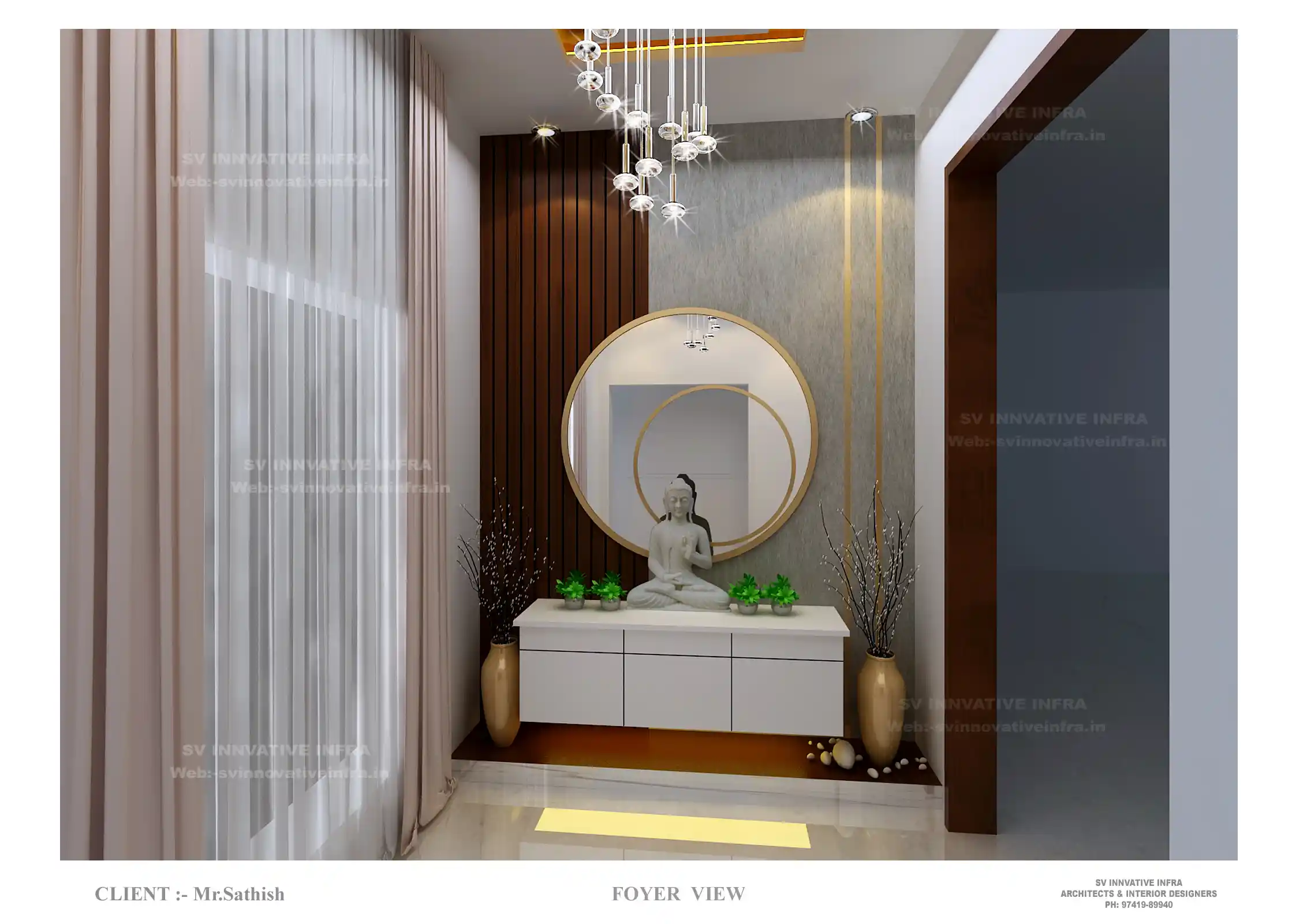 Double height living room TV wall and acoustic paneling in Electronic City Bengaluru - View 5