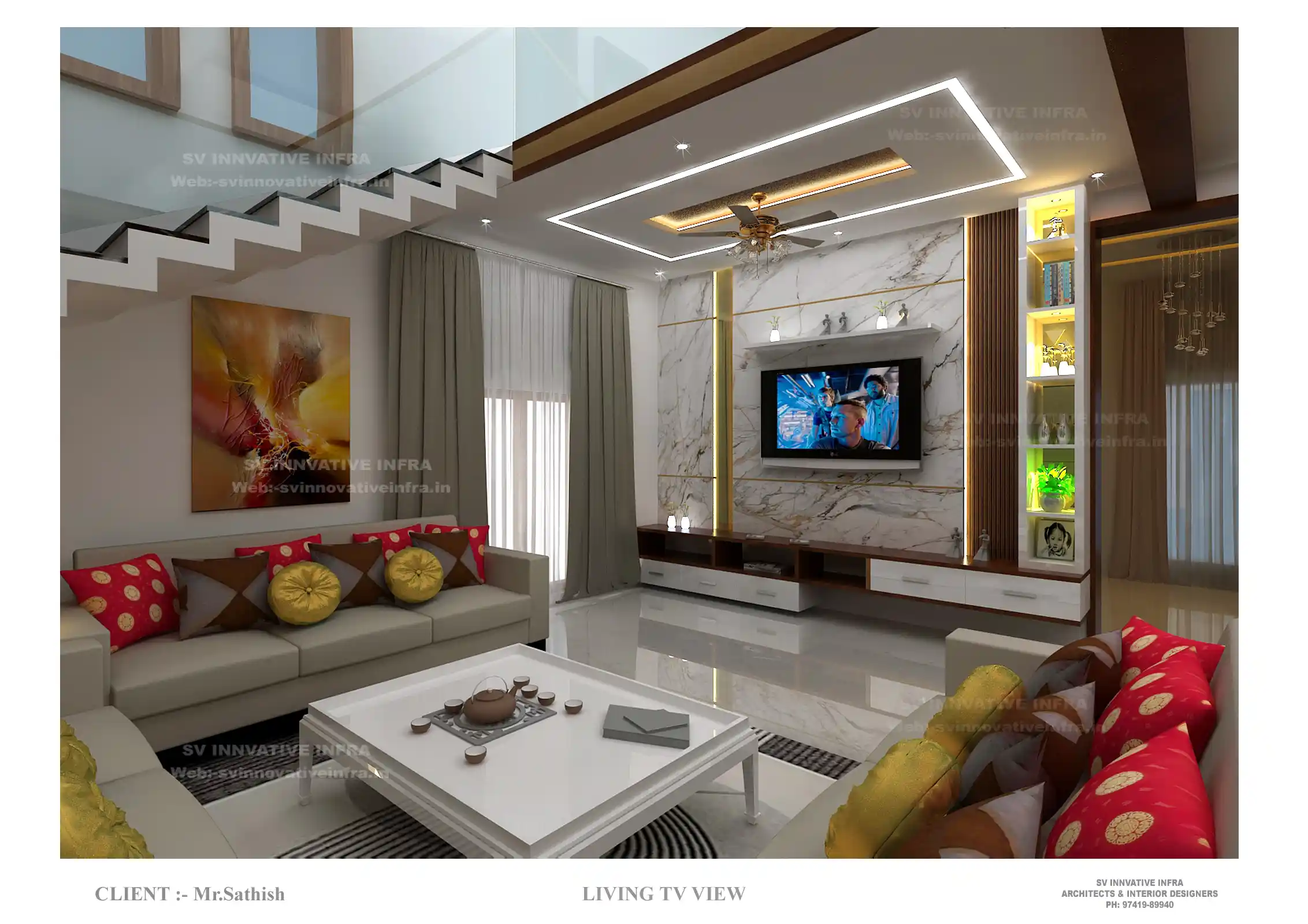 Modern Living TV and Acoustic Wall Architecture by Arrow Interior
