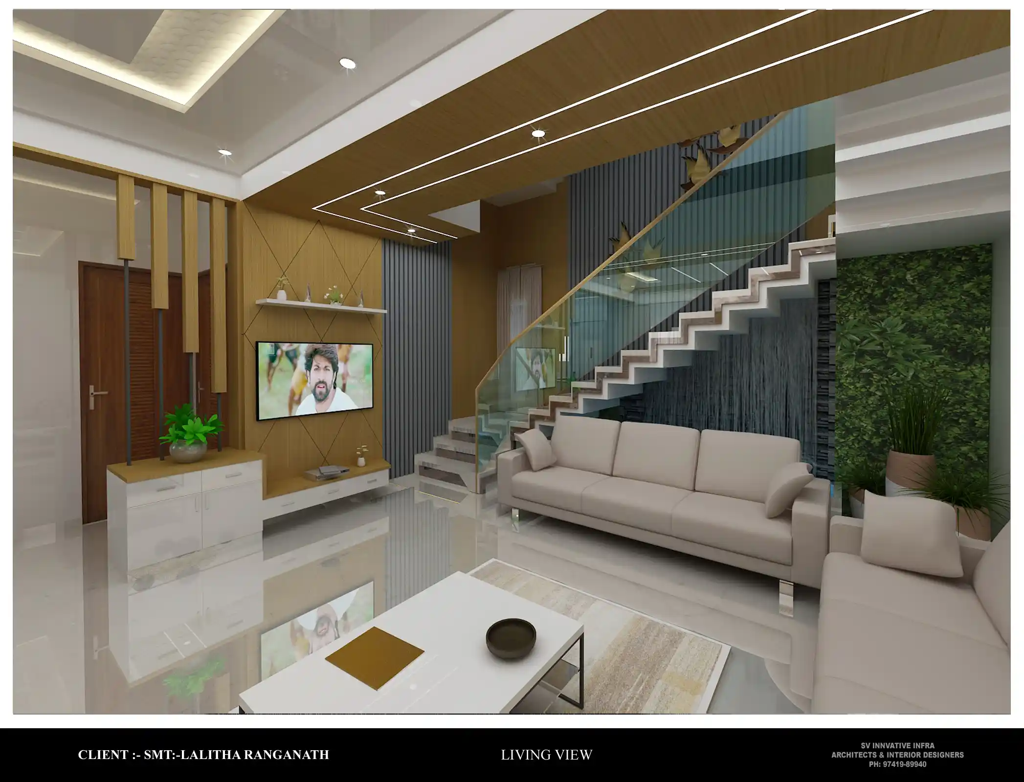 Contemporary Living Room & Staircase Architecture by Arrow Interior