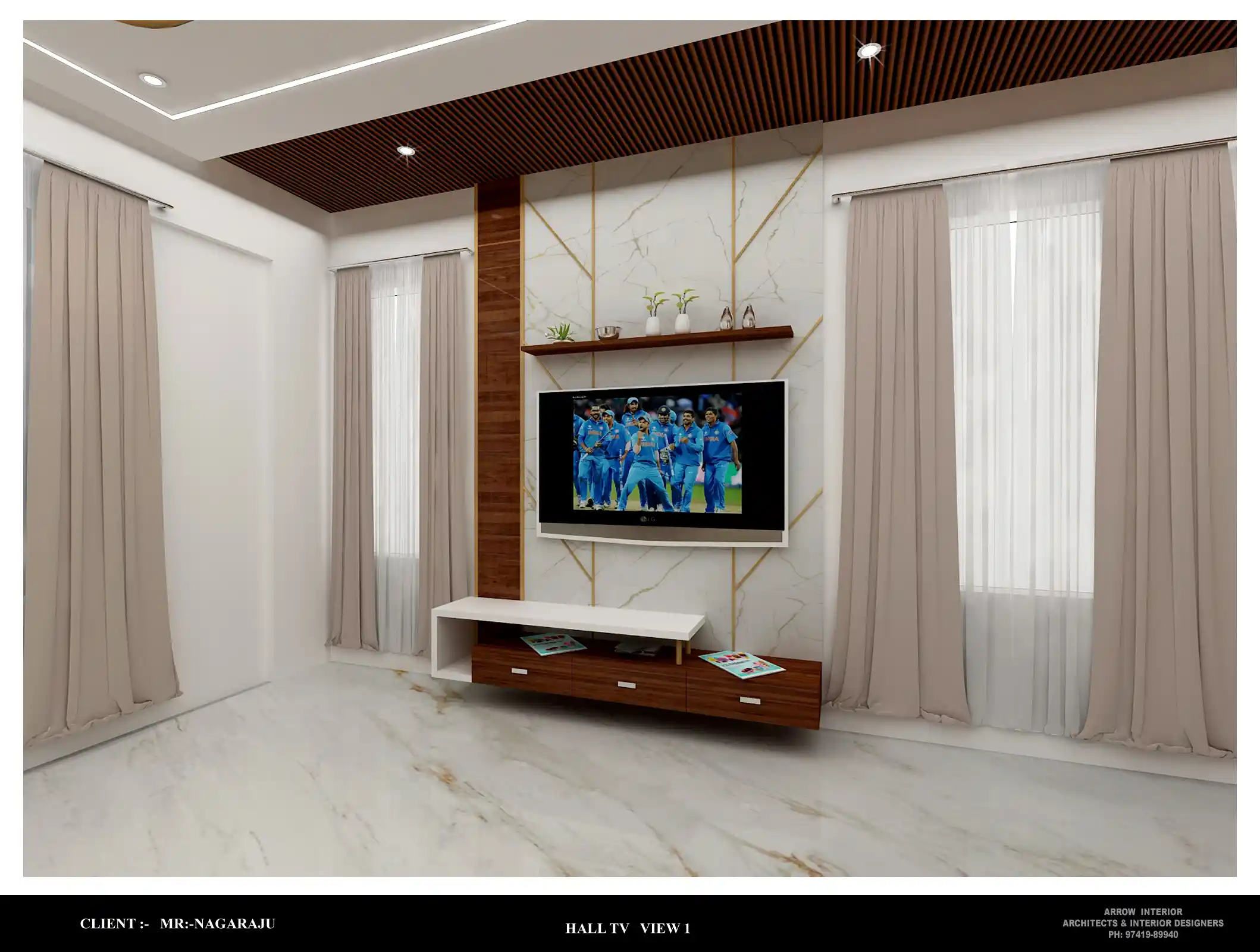 Triplex luxury residence hall and living room interior in RR Nagar Bengaluru - View 2