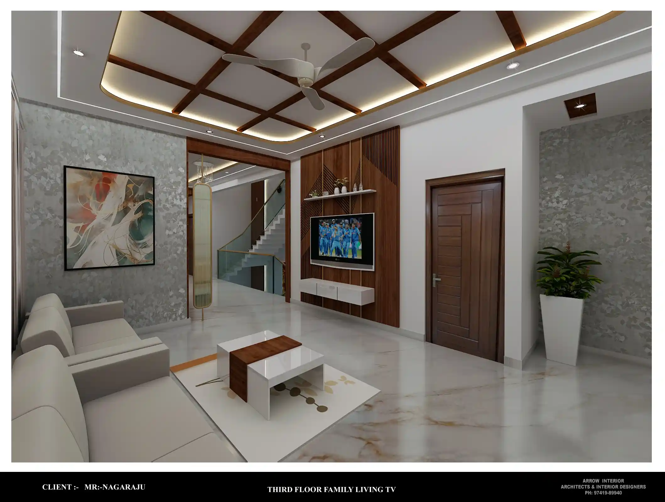 Upper floor family living lounge interior design in RR Nagar Bengaluru - View 2